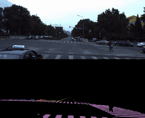 An example of lanemark segmentation in the ApolloScape dataset
